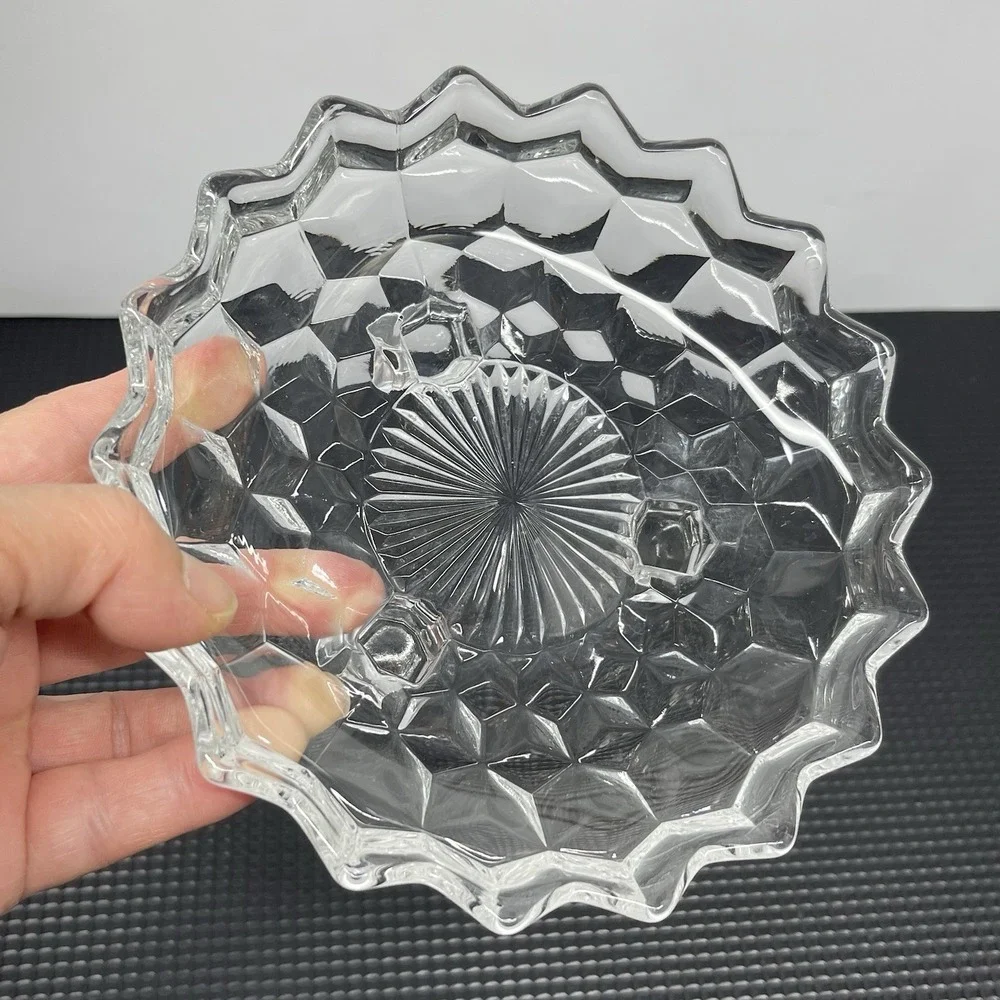 Vintage Fostoria American Clear Cubist Glass 6.5